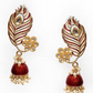 Peacock Feather Pattern Maroon Jhumki Drop Earrings for Womens by House of Ree | Swadesiicart