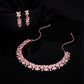 Tehzeeb Creations Rose Gold-Polished Lavender Choker Necklace With Dangle Earrings - Swadesiicart