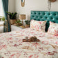 URBAN SPACE Serene White Floral Printed 200 TC Pure Cotton Bedsheet & Pillow Covers - Swadesiicart