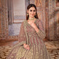 Anaita Light Brown Embroidered Net Anarkali Suit