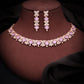 Tehzeeb Creations Rose Gold-Polished Lavender Choker Necklace With Dangle Earrings - Swadesiicart
