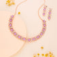 Tehzeeb Creations Rose Gold-Polished Lavender Choker Necklace With Dangle Earrings - Swadesiicart