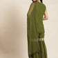 Juniper Womens Mehandigreen Georgette Embroidered Kurta With Santoon Lining,Solid Embroidered Garara And Shiffon Solid Dupatta Set | Swadesiicart