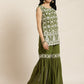 Juniper Womens Mehandigreen Georgette Embroidered Kurta With Santoon Lining,Solid Embroidered Garara And Shiffon Solid Dupatta Set | Swadesiicart