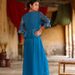 Juniper Women's Teal Georgette Solid Peplum Clothing Set | Swadesiicart