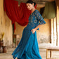 Juniper Women's Teal Georgette Solid Peplum Clothing Set | Swadesiicart