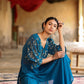 Juniper Women's Teal Georgette Solid Peplum Clothing Set | Swadesiicart