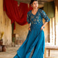 Juniper Women's Teal Georgette Solid Peplum Clothing Set | Swadesiicart