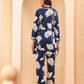 Vaasva Women Navy Pleated Cotton Printed Cord Set With Lace - Swadesiicart