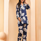 Vaasva Women Navy Pleated Cotton Printed Cord Set With Lace - Swadesiicart