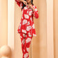 Vaasva Women Red Pleated Cotton Printed Cord Set With Lace - Swadesiicart