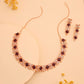 Tehzeeb Creations Rose Gold-Polished Maroon Choker Necklace With Dangle Earrings - Swadesiicart