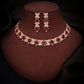 Tehzeeb Creations Rose Gold-Polished Maroon Choker Necklace With Dangle Earrings - Swadesiicart