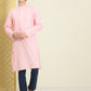 House of Pataudi Men Chikankari Yoke Design Pastels Pure Cotton Rozana Kurta | Swadesiicart