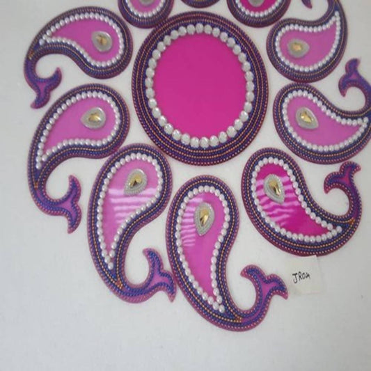 Kundan HandiKrafts Acrylic Light Pink Colour Jumbo Rangoli - Aahana - The Bliss Store