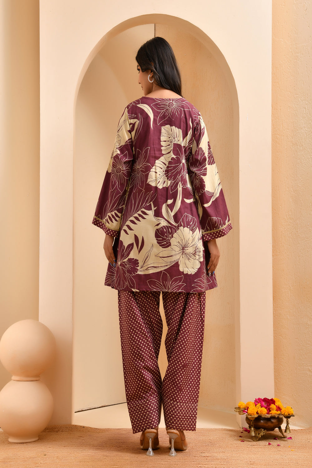 Vaasva Women Brown Cotton Cord Set With Fashi Pant - Swadesiicart
