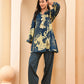 Vaasva Women Cobalt Blue Cotton Cord Set With Fashi Pant - Swadesiicart