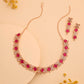 Tehzeeb Creations Rose Gold-Polished Pink Choker Necklace With Dangle Earrings - Swadesiicart