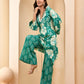Vaasva Women Turquoise Cotton Cord Set With Printed Pants - Swadesiicart
