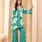 Vaasva Women Turquoise Cotton Cord Set With Printed Pants - Swadesiicart