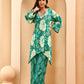 Vaasva Women Turquoise Cotton Cord Set With Printed Pants - Swadesiicart