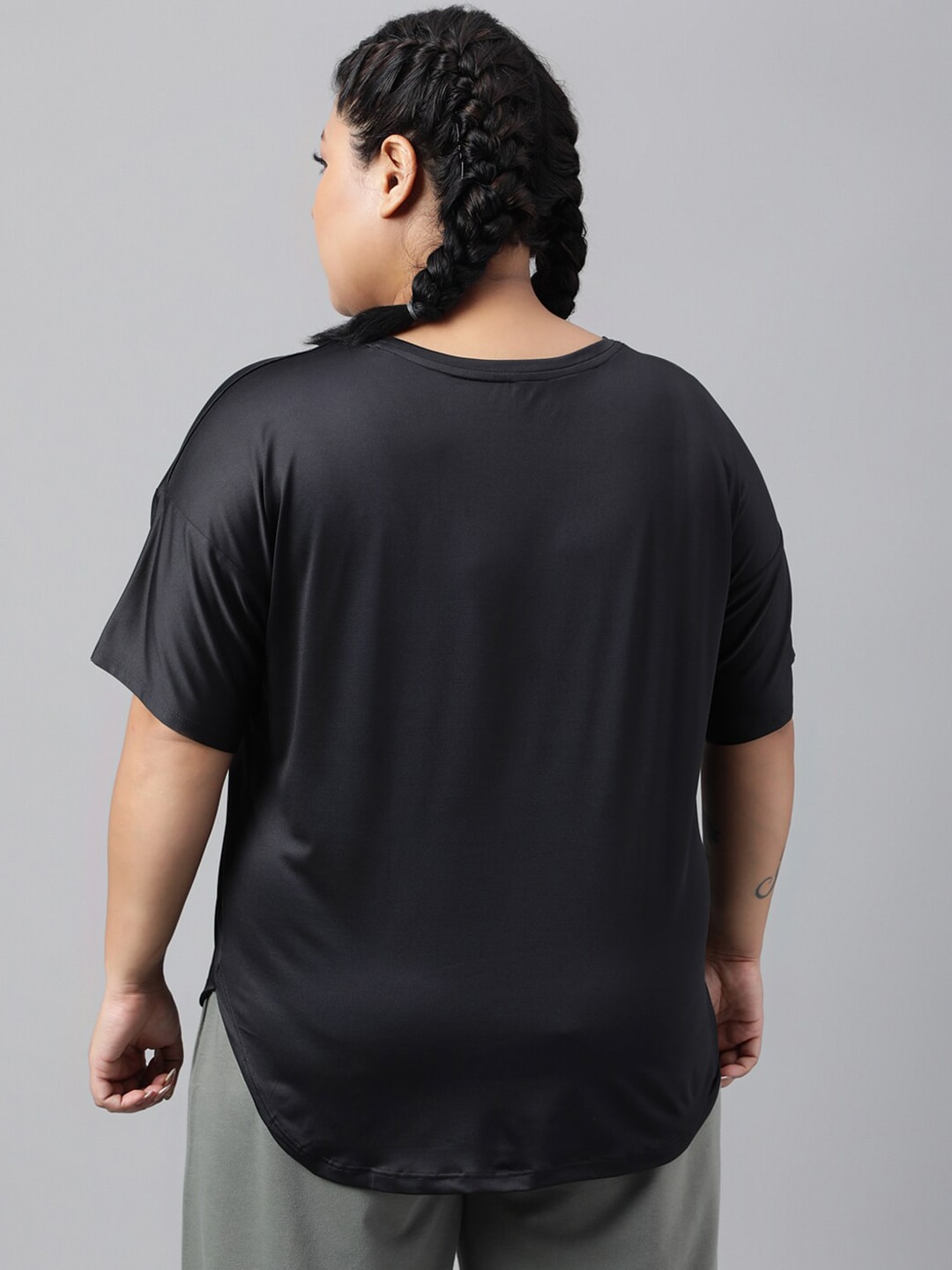 MKH Plus Size Drop Shoulder Sleeves Dri FIT Relaxed Fit Sports T-shirt - Swadesiicart