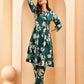Vaasva Women Green Short Anarkali Kurta With Printed Pants | Swadesiicart