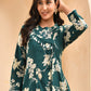 Vaasva Women Green Short Anarkali Kurta With Printed Pants | Swadesiicart