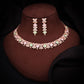 Tehzeeb Creations Rose Gold-Polished Sea Green & Baby Pink Choker Necklace With Dangle Earrings - Swadesiicart