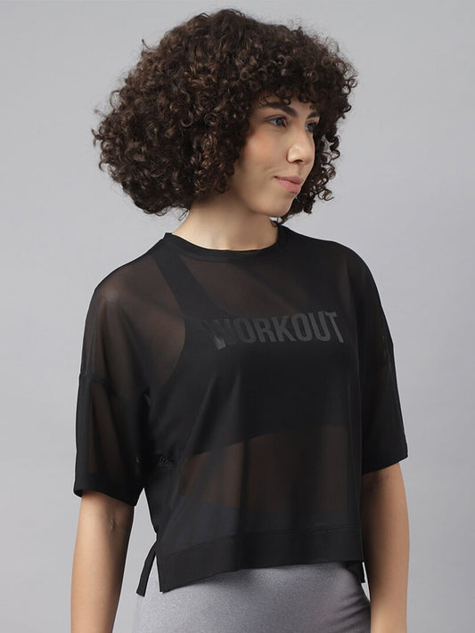 MKH Women Typography Printed Dri-FIT Sports T-Shirt - Swadesiicart