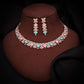 Tehzeeb Creations Rose Gold-Polished Sky & Baby Pink Choker Necklace With Dangle Earrings - Swadesiicart