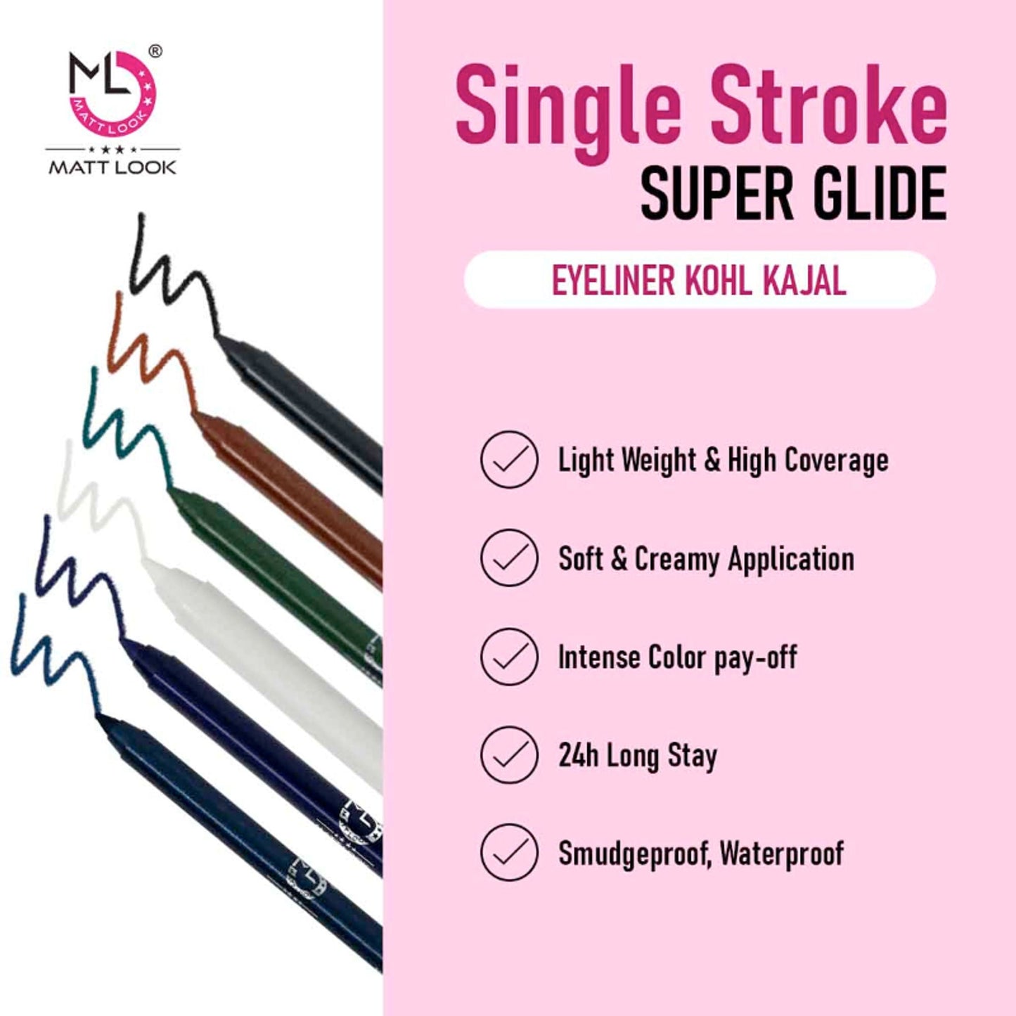 Matt Look Single Stroke Eyeliner Kohl Kajal - Royal Blue - Swadesiicart