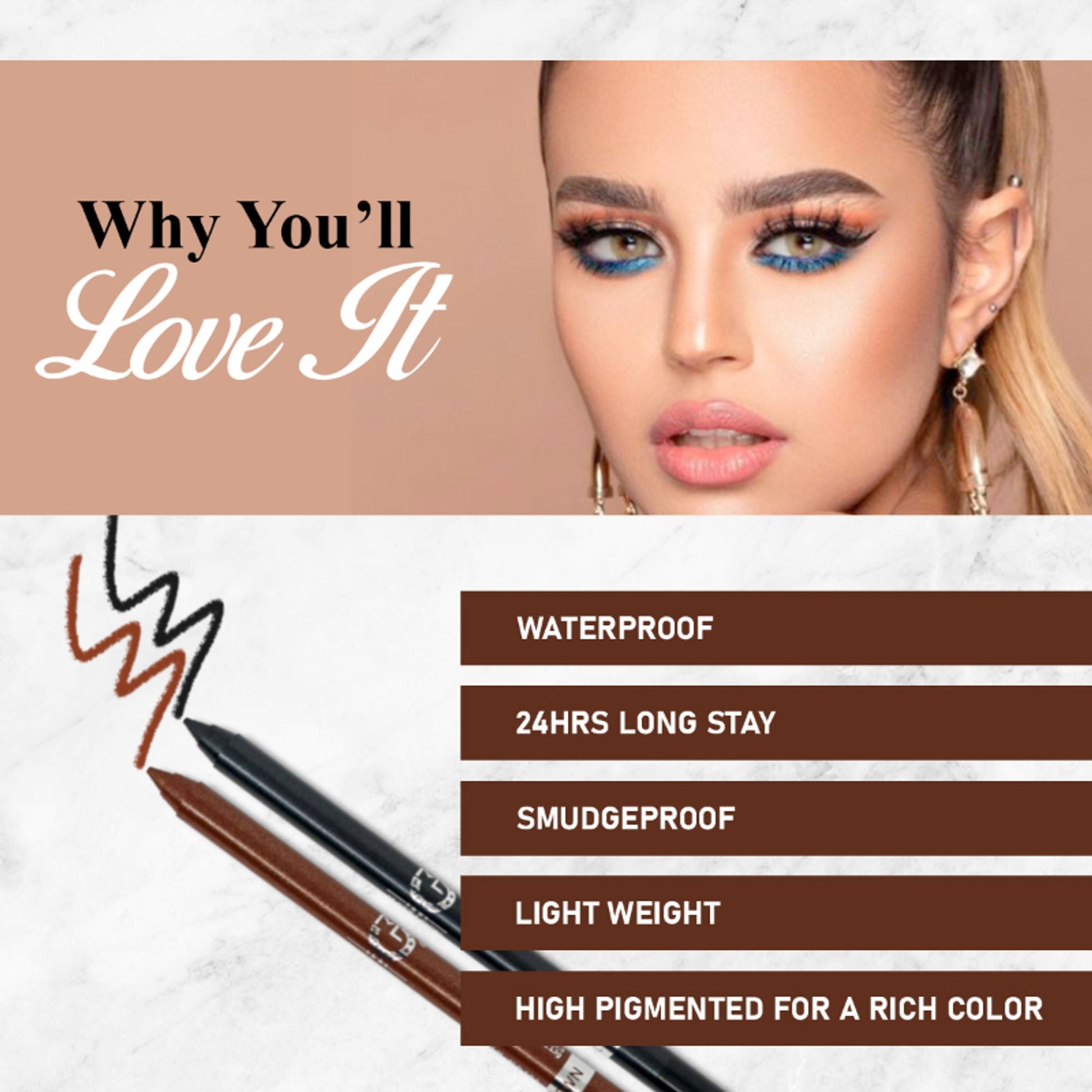 Matt Look Single Stroke Eyeliner Kohl Kajal - Deep Blue - Swadesiicart