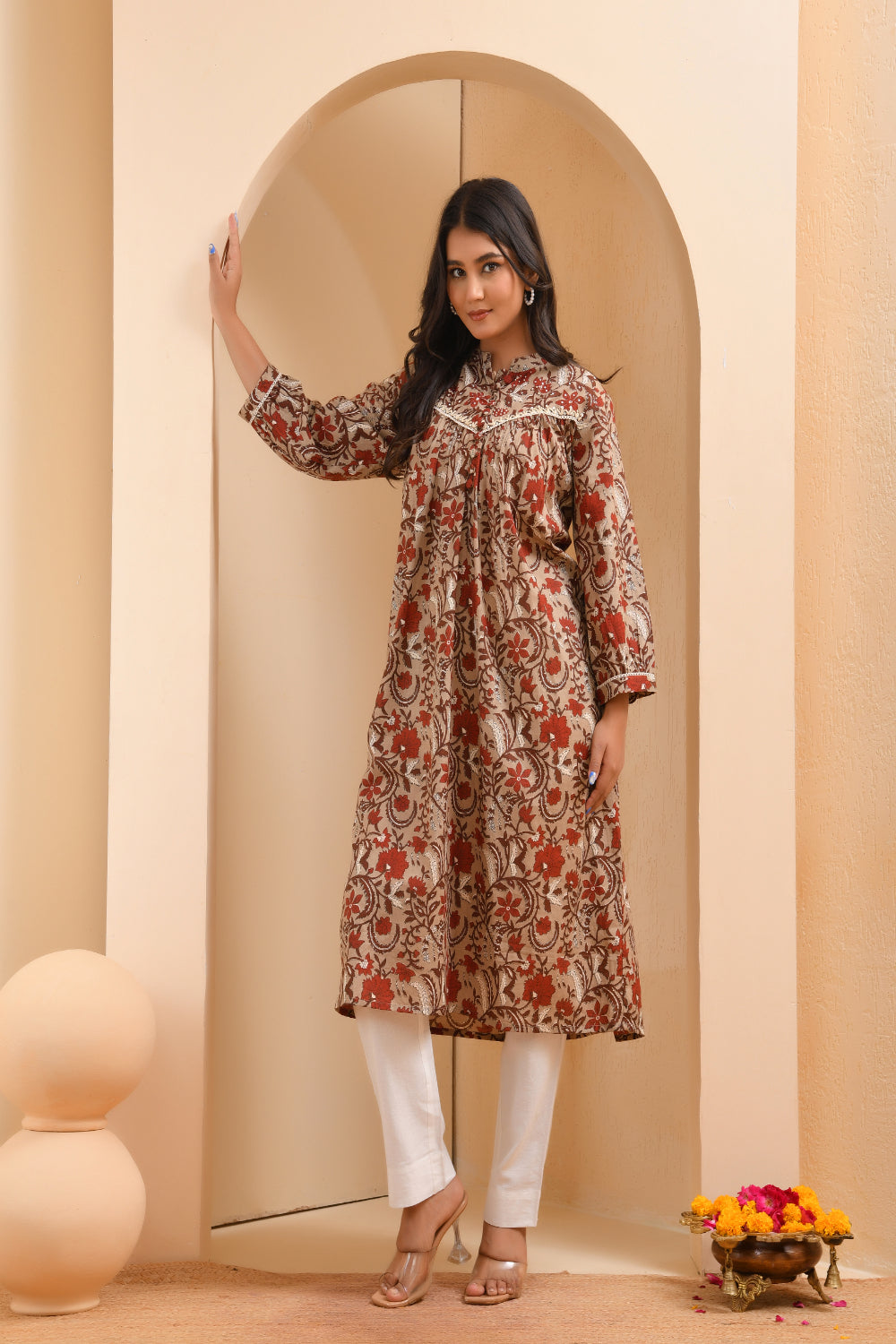 Vaasva Women Ajrakh Printed Kurta Pant Set | Swadesiicart