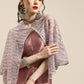 Tikhi Imli Trendy Mauve Sleek Poly Crepe Saree with Embellished Border & Cape | Swadesiicart