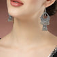 NVR Women's Silver-Plated German Silver Oxidized Jhumka Earrings | Swadesiicart