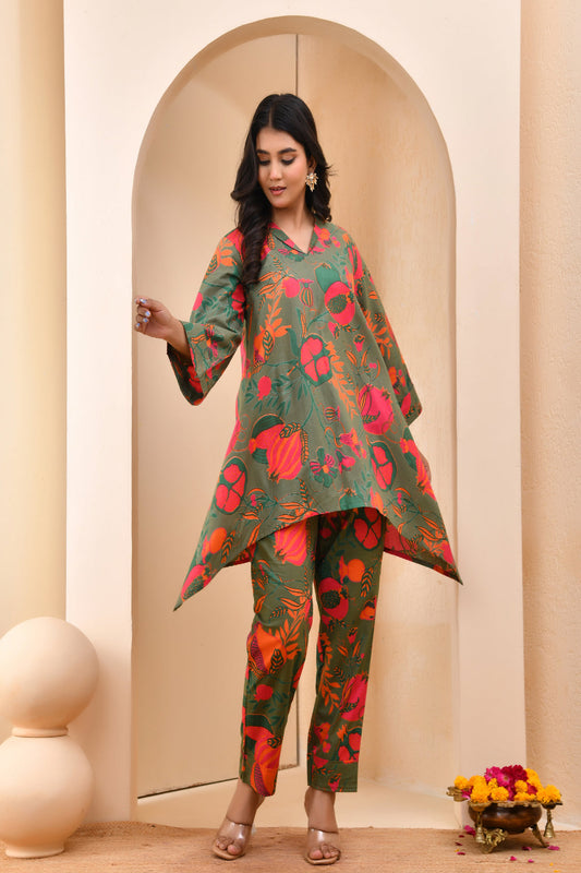 Vaasva Women Floral Printed Kurta Pant Set | Swadesiicart