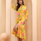 Vaasva Women Floral Printed Lemon Dress | Swadesiicart