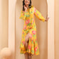 Vaasva Women Floral Printed Lemon Dress | Swadesiicart