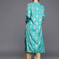 Biba Women Turquoise Blue Ethnic Motifs Foil Printed Keyhole Neck Kurta - Swadesiicart