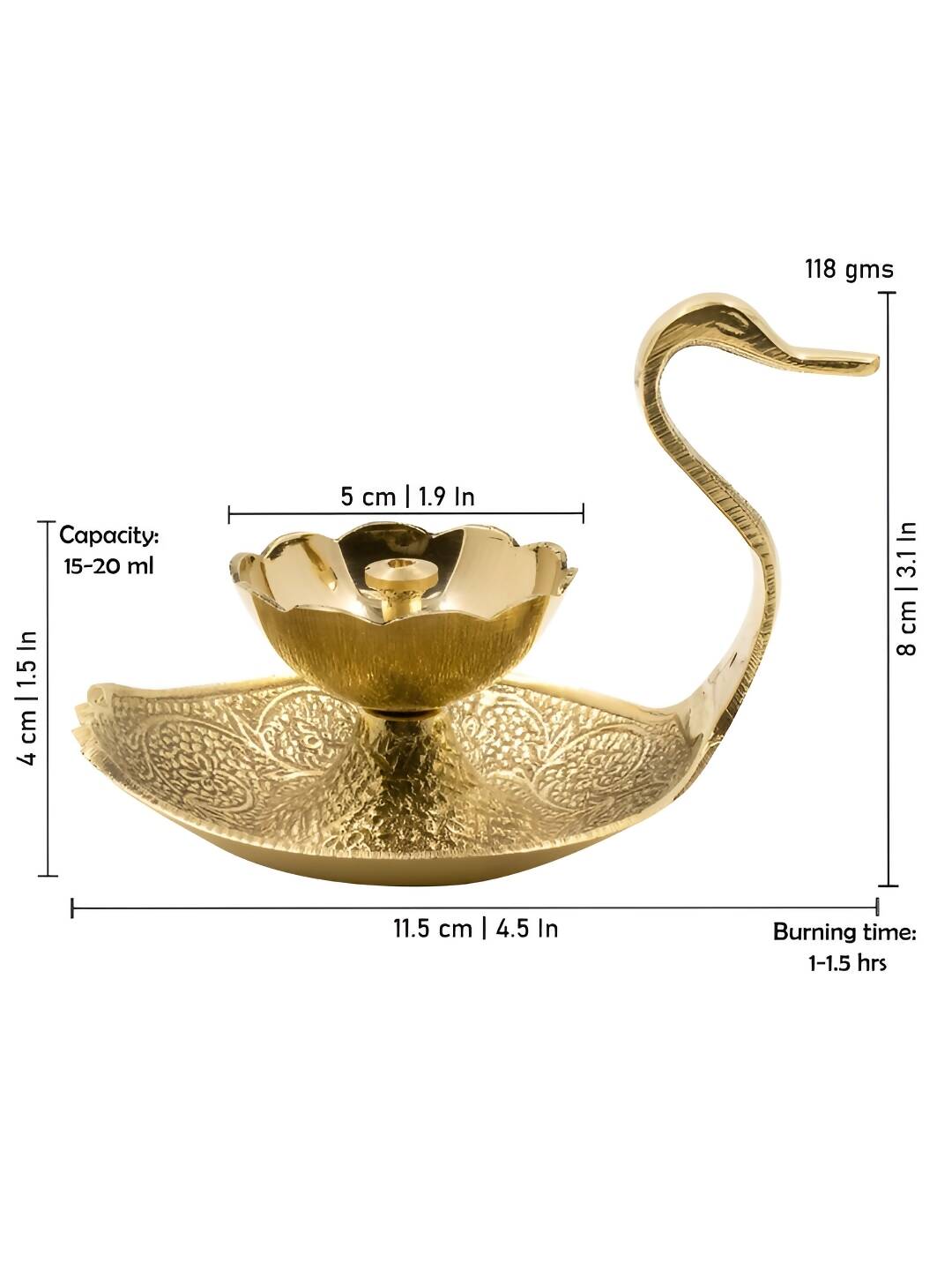 Spillbox Gold-Toned Brass Duck Nanda Deep Pooja Essential | Swadesiicart