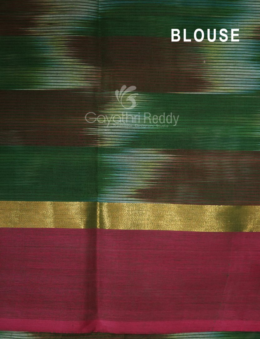 Dual Shades of Maroon And Brown Mangalagiri Ikkat Cotton Saree By Gayathri Reddy Designer Studio | Swadesiicart