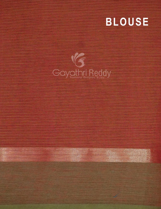 Dual Shades of Dry Mehendi Pure Mangalgiri Cotton By Gayathri Reddy Designer Studio | Swadesiicart