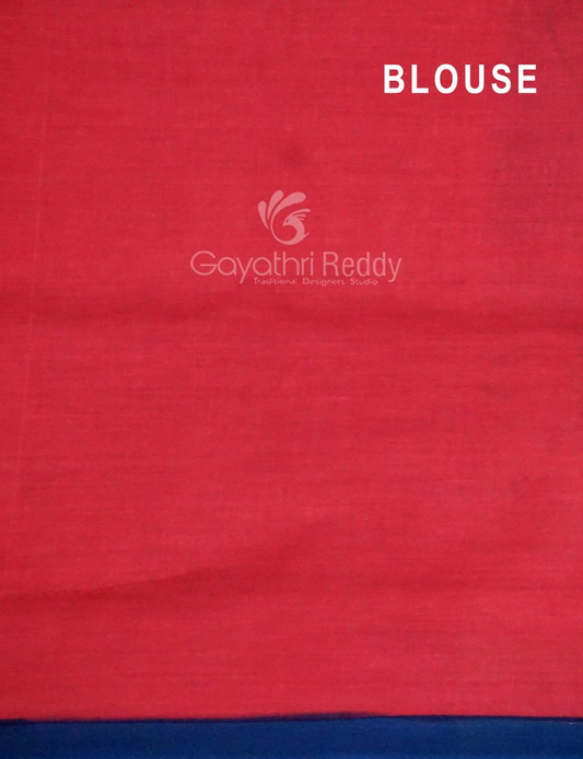 Block Print Indigo Blue Coloured Mulmul Cotton Saree By Gayathri Reddy Designer Studio | Swadesiicart