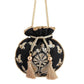 Masq Black & Gold-Toned Embellished Embroidered Potli Clutch