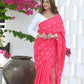 Beatitude Pink Khadi Floral Embroidered Saree