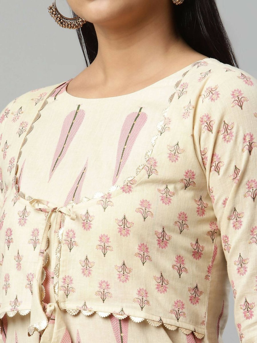 Ahalyaa Womens Chiku Pure Cotton Printed Kurtas | Swadesiicart