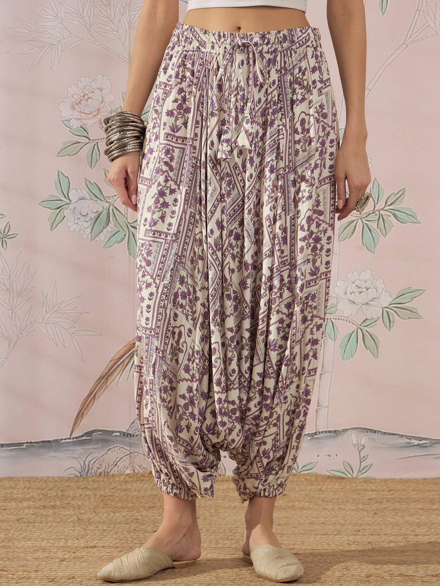 InWeave Mauve Ethnic Window Harem Pant - Swadesiicart