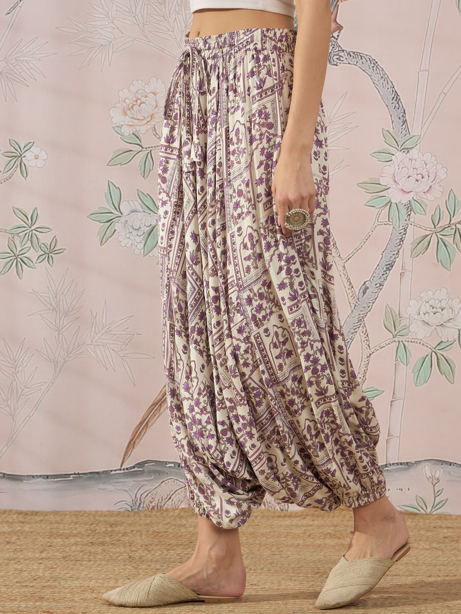 InWeave Mauve Ethnic Window Harem Pant - Swadesiicart