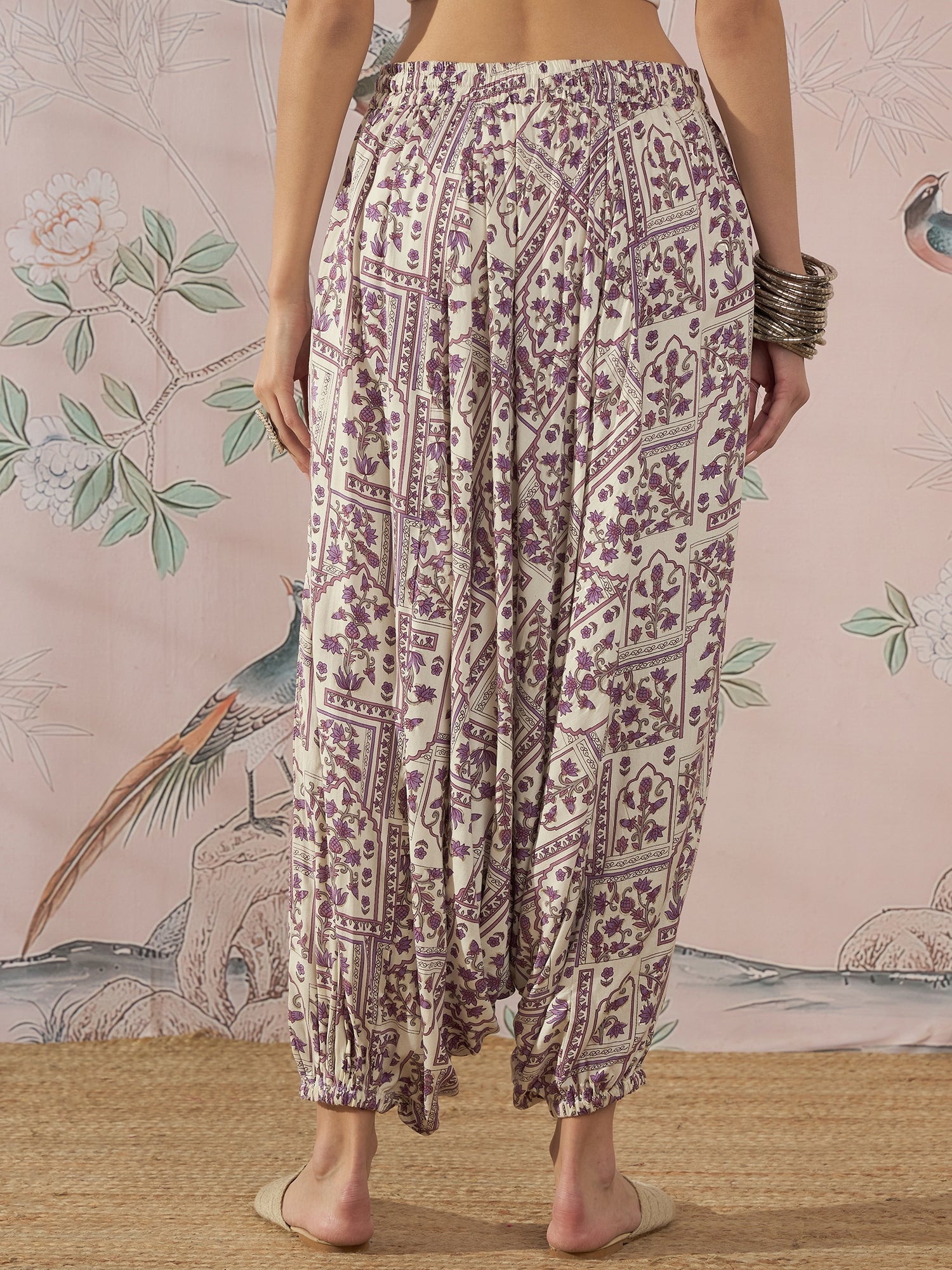 InWeave Mauve Ethnic Window Harem Pant - Swadesiicart